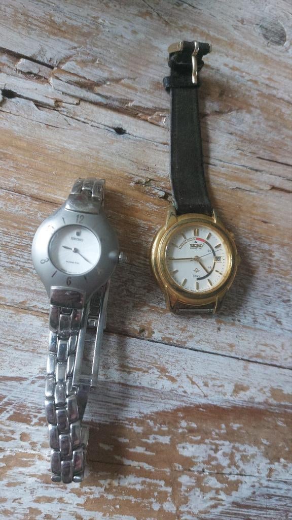 2x   Seiko Kinetic  horloges, Gebruikt, Staal, Polshorloge, Ophalen of Verzenden