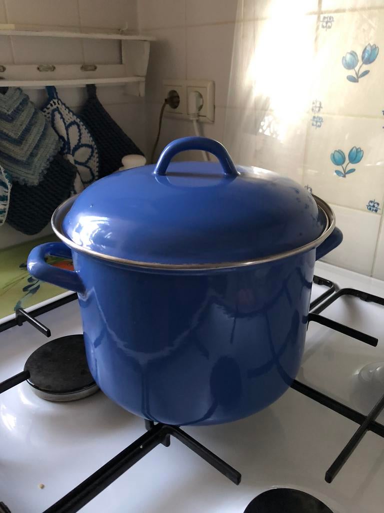Blauwe emaille pan, Ophalen of Verzenden, Zo goed als nieuw, Overige materialen
