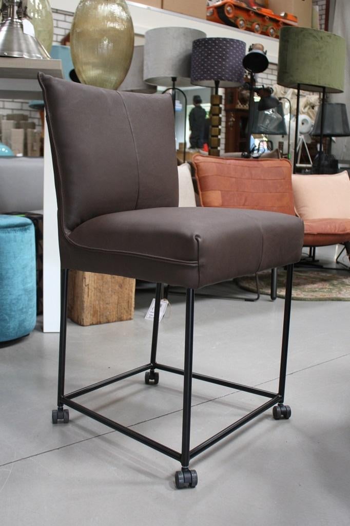 4 luxe barstoelen Forward Jess Design leer met wieltjes, Ophalen, Met voetsteun, 60 tot 90 cm, Zo goed als nieuw