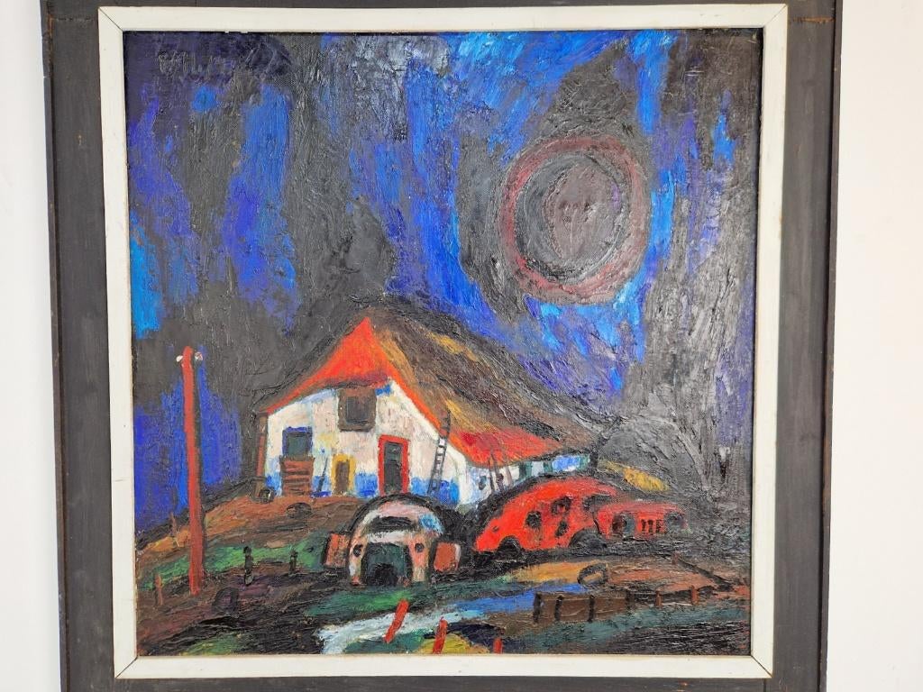 XL modern schilderij Theo van der Horst olieverf doek  ‘74, Ophalen