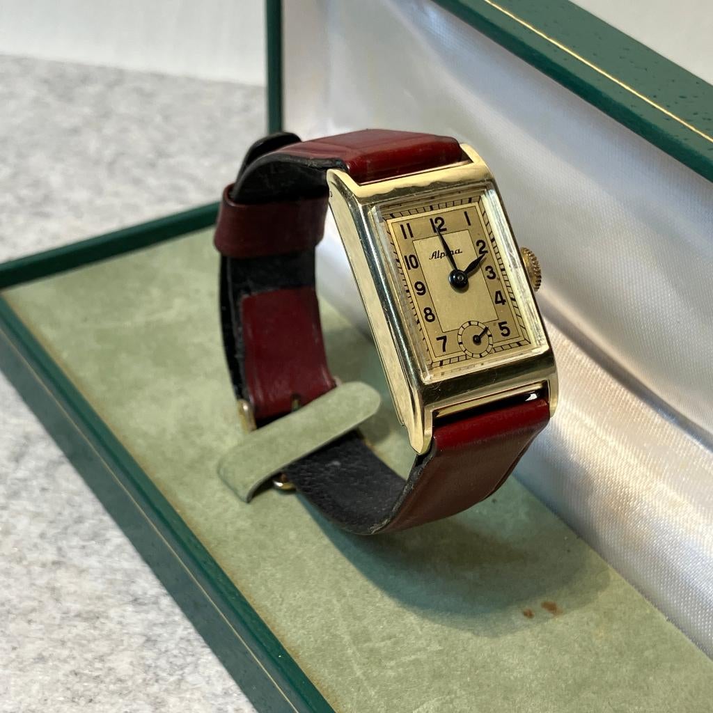 Gouden horloge, 14K , Alpina , Art Deco , ca. 1935 i.z.g.s., Overige merken, Verzenden, Polshorloge, Goud