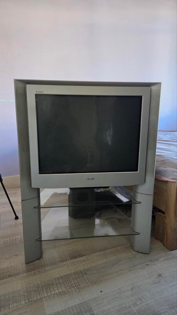 Sony trinitron tv met glazen tv meubel, Ophalen, 100 cm of meer, Sony