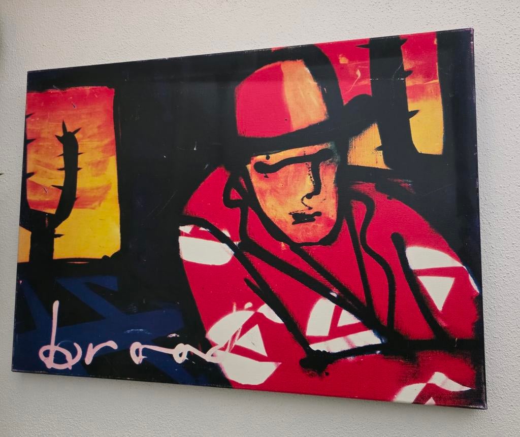 Abstract canvas schilderij Herman brood van een Man met Hoed, Ophalen of Verzenden