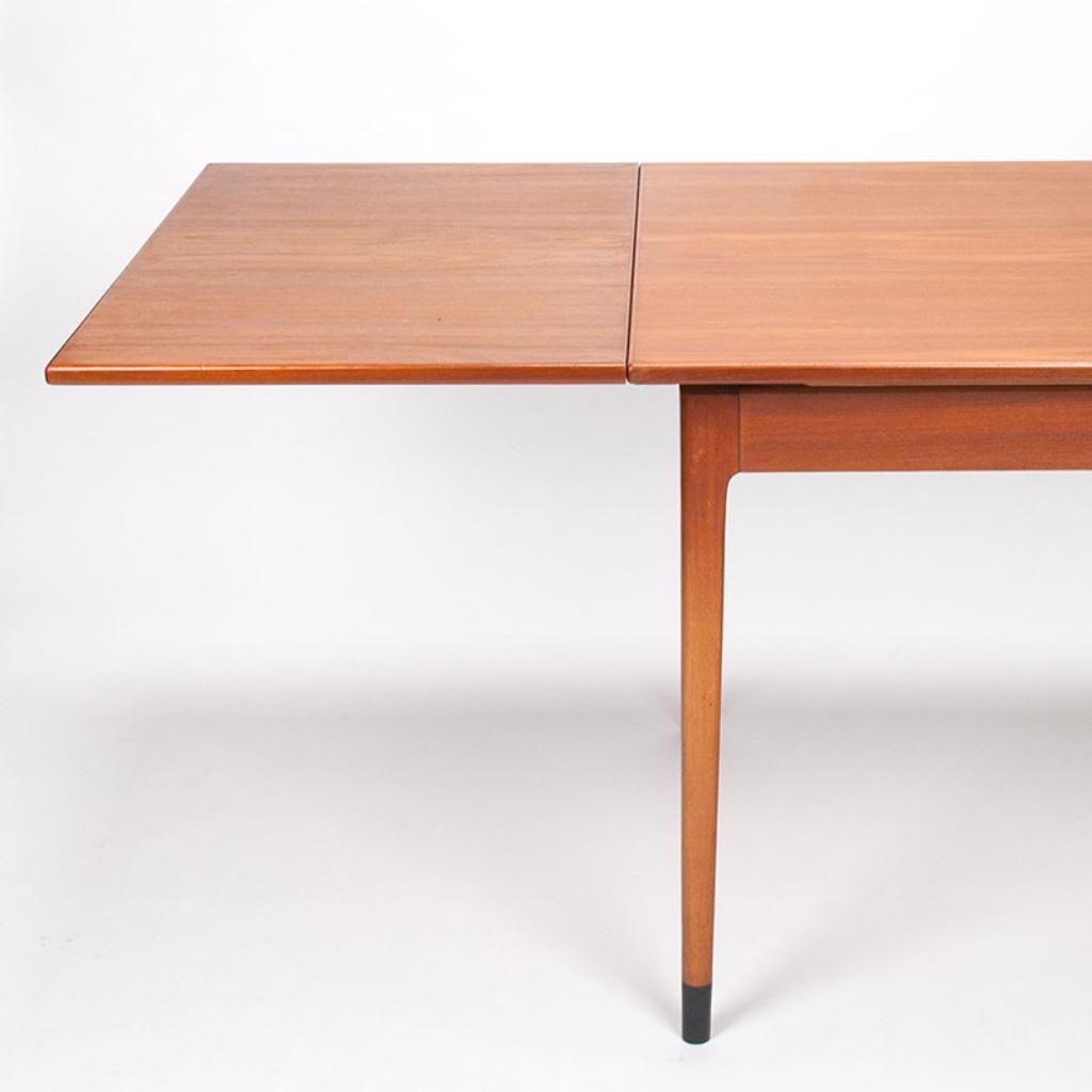 Mid-Century Deense vintage uitschuifbare eettafel teak, Huis en Inrichting, Ophalen, Gebruikt, 100 tot 150 cm, 75 cm of meer
