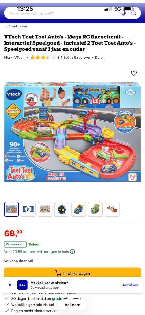 VTech Toet Toet Auto's - Mega RC Racecircuit, Kinderen en Baby's, Speelgoed | Vtech, Ophalen of Verzenden, Zo goed als nieuw, 2 tot 4 jaar