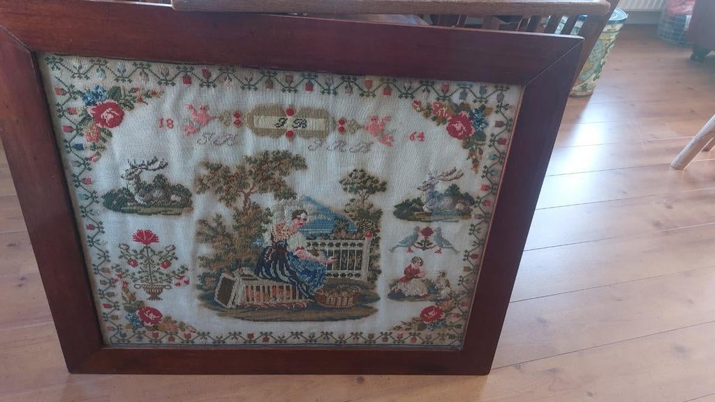 Ingelijst borduurwerk, Antiek en Kunst, Ophalen