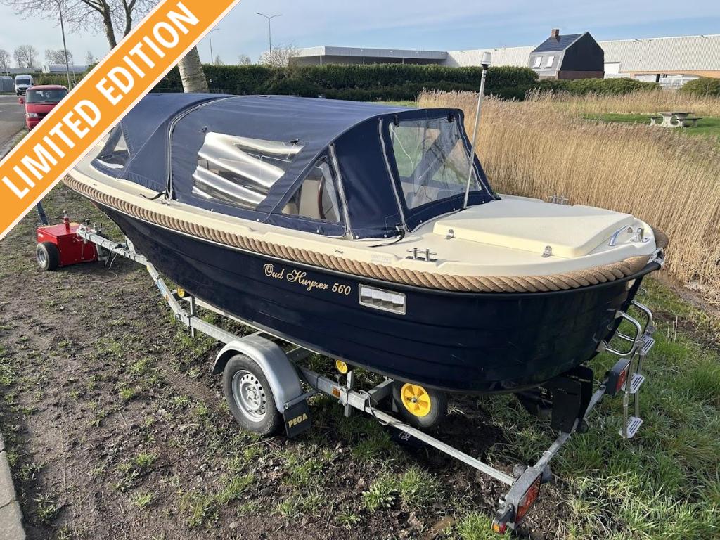 Oud Huijzer 560 met 18 pk Tohatsu 4 takt kampeerkap!, 10 tot 30 pk, Gebruikt, 3 tot 6 meter, Polyester