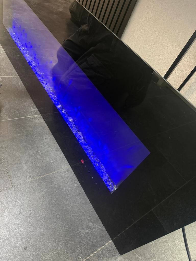 Electrisch verwarmde sfeerhaard met glazen front, Huis en Inrichting, Haarden, Ophalen, Gebruikt, Inbouwhaard