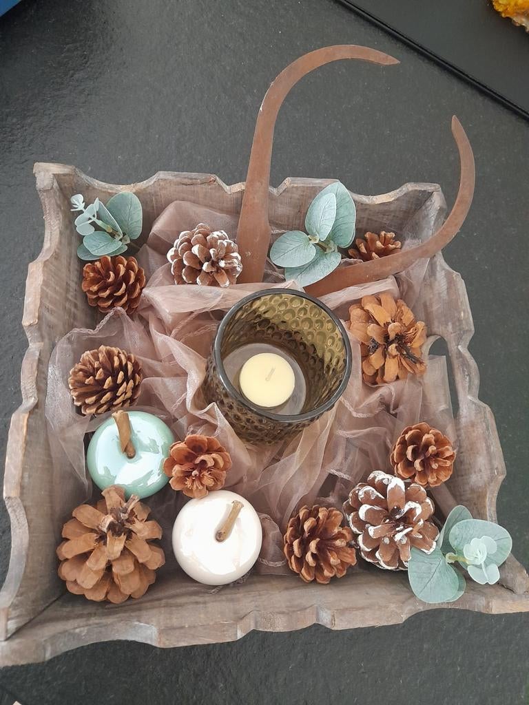 Izgs brocante dienblad compleet, decoratietip, Brocante, Overige materialen, Ophalen of Verzenden, Zo goed als nieuw