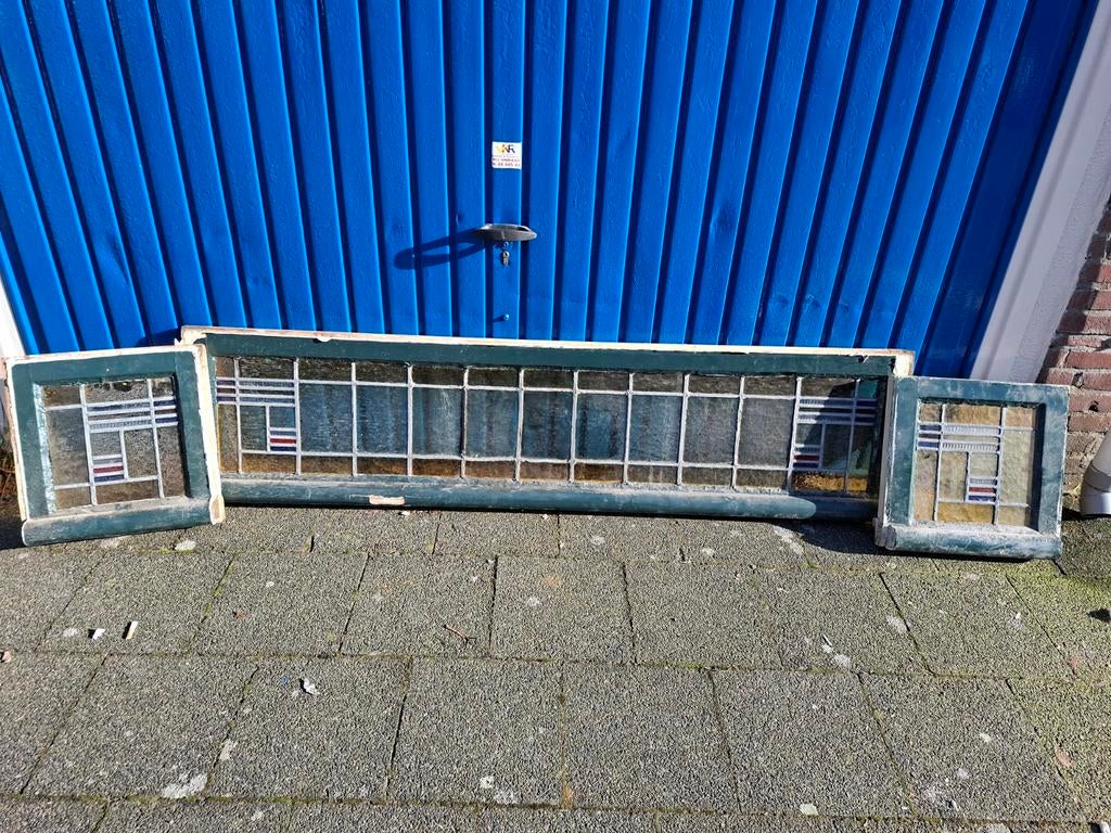 Erker glas in lood ramen, Ophalen, Gevelraam of Ruit, Gebruikt, Minder dan 80 cm