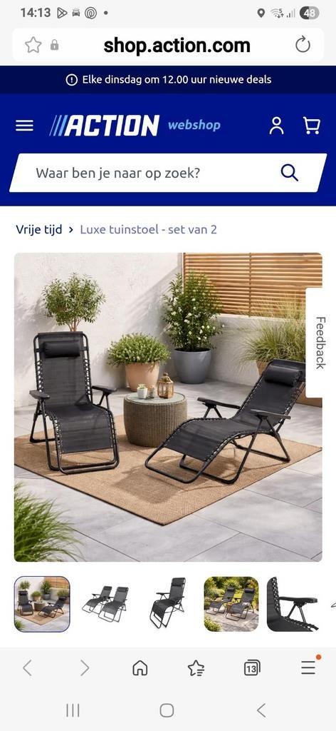 2 luxe ligstoelen/tuinstoelen - set van 2, Tuin en Terras, Tuinstoelen, Ophalen of Verzenden