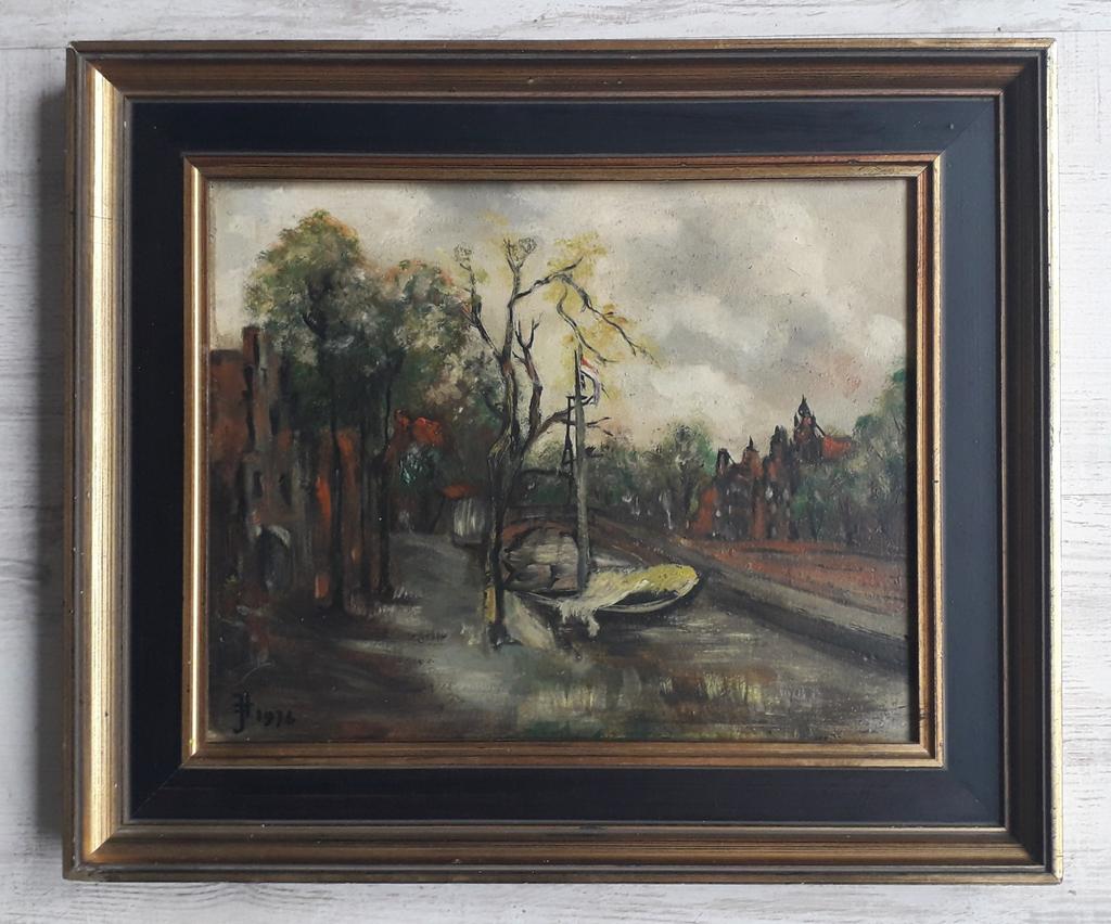 REGENACHTIG DORPJE ☔ GRIJS EN BEWOLKT WEER 🌧 EXPRESSIONISME, Antiek en Kunst, Ophalen of Verzenden