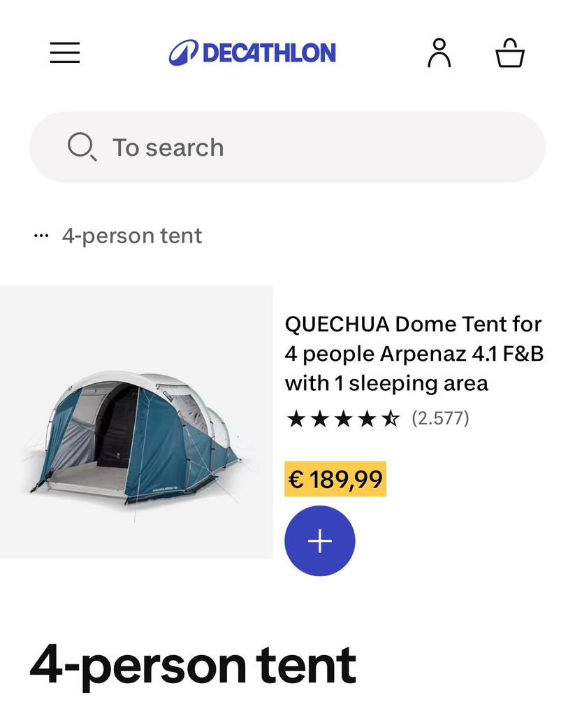Quechua Koepeltent 4 personen, Caravans en Kamperen, Tenten, Ophalen of Verzenden, Zo goed als nieuw