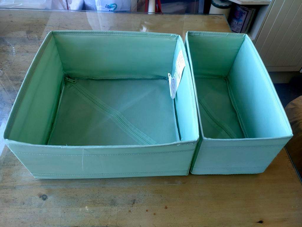2x Skubb bakken turquoise/groen - IKEA opbergers, Ophalen of Verzenden, Gebruikt, Minder dan 50 cm