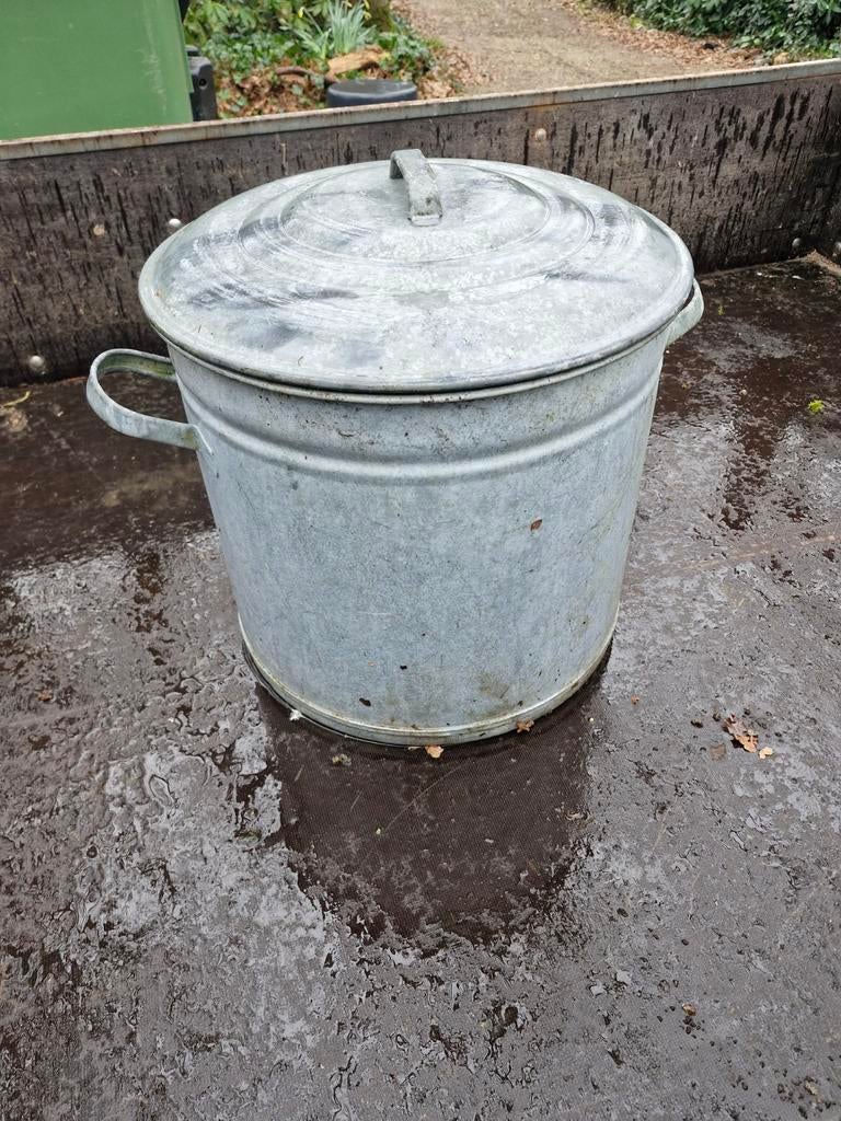 Oude Zinken Wasbak met Deksel - Vintage Stijl, Ophalen