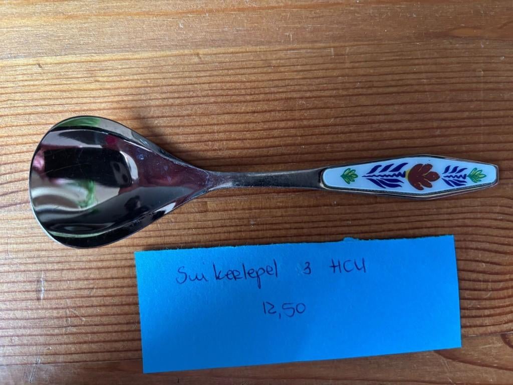 Boerenbont suikerlepel / suikerschep (3) HCU Boerenbond, Ophalen of Verzenden, Gebruikt, Overige materialen, Los bestek