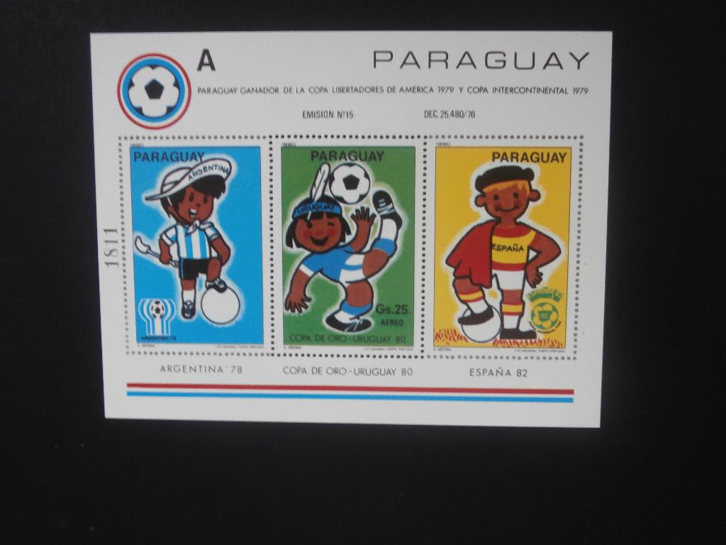 PARAGUAY 1982; BLOK WK VOETBALLEN, Verzenden, Postfris, Sport