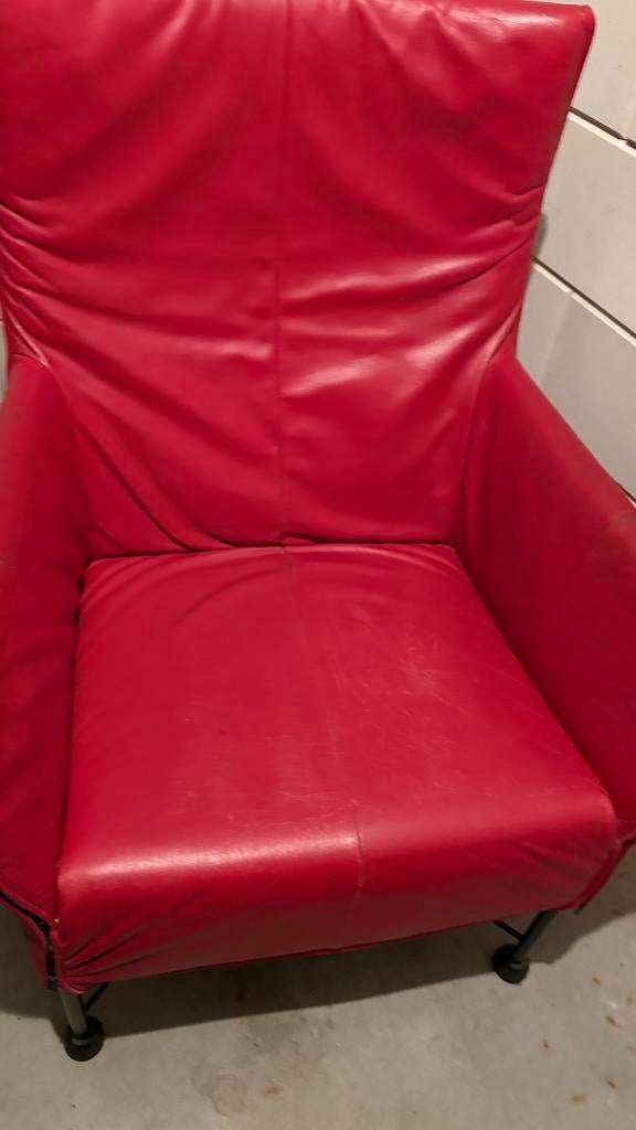 Montis fauteuil, Ophalen, Gebruikt, Leer, Rood