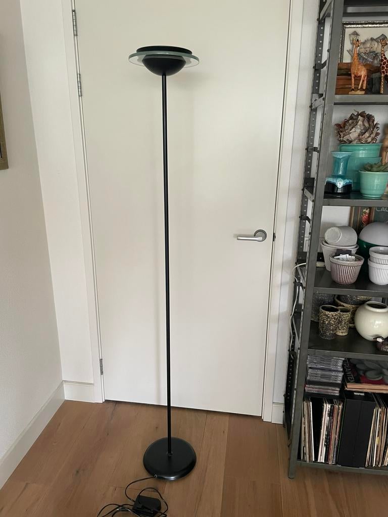 Vintage Herda Saturnus vloerlamp met dimmer, Gebruikt, Jaren 80, Ophalen of Verzenden, Metaal