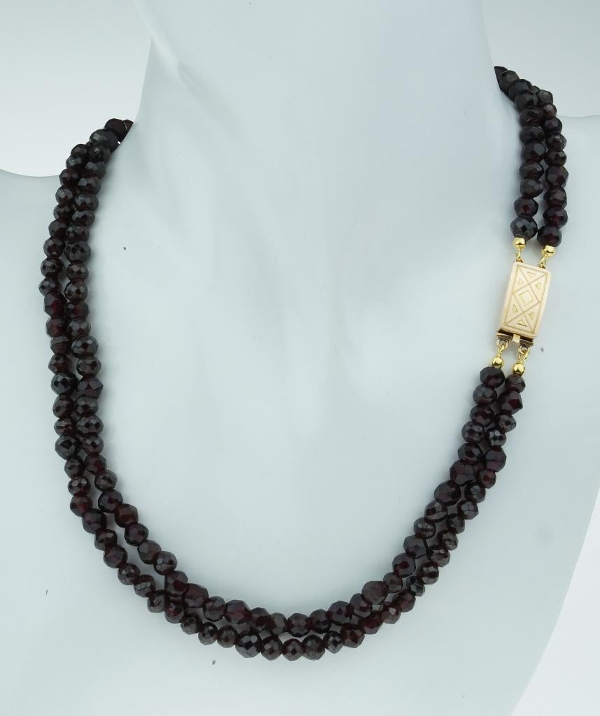 Granaat antieke ketting fraai 14k slot goud dames vintage