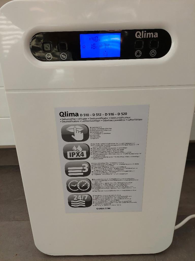 Qlima luchtontvochtiger met instelbare vochtigheid en timer., Witgoed en Apparatuur, Ophalen of Verzenden, Zo goed als nieuw, Luchtontvochter