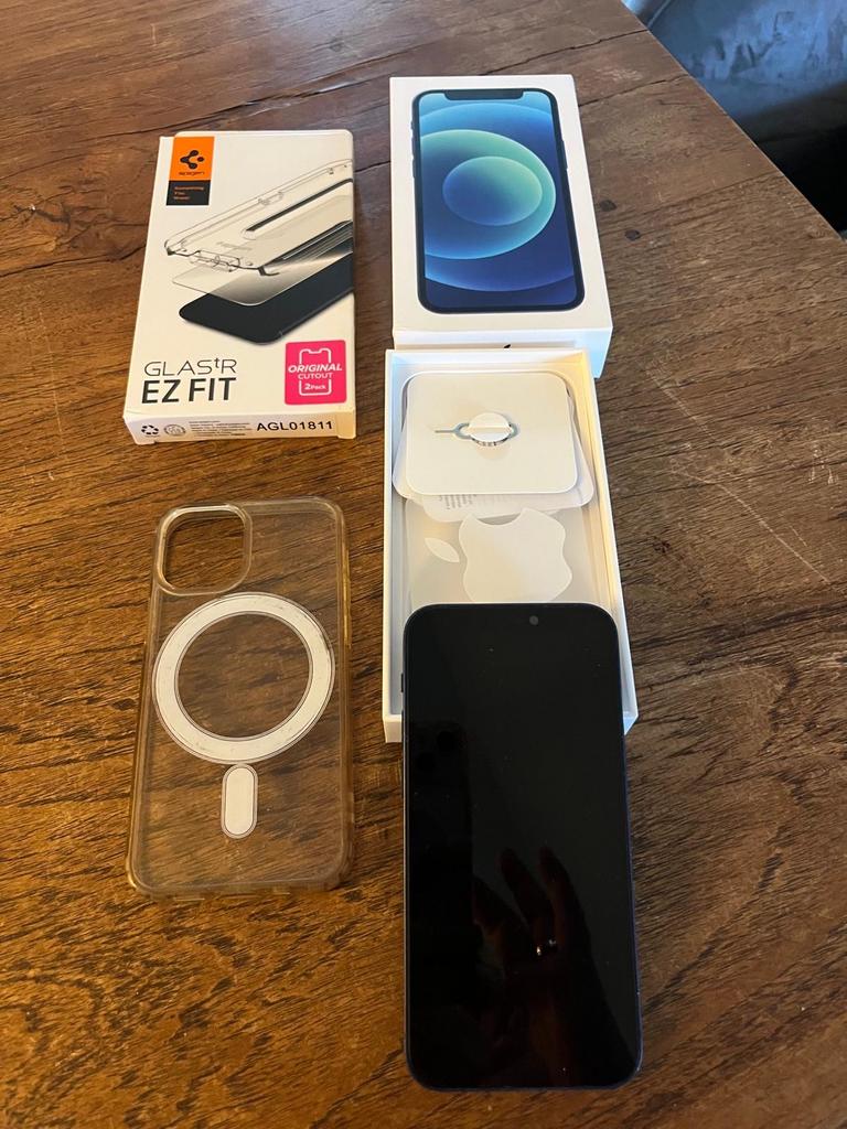 iPhone 12 mini blauw 128GB met hoesje en screenprotector, Telecommunicatie, Mobiele telefoons | Apple iPhone, Ophalen, 128 GB