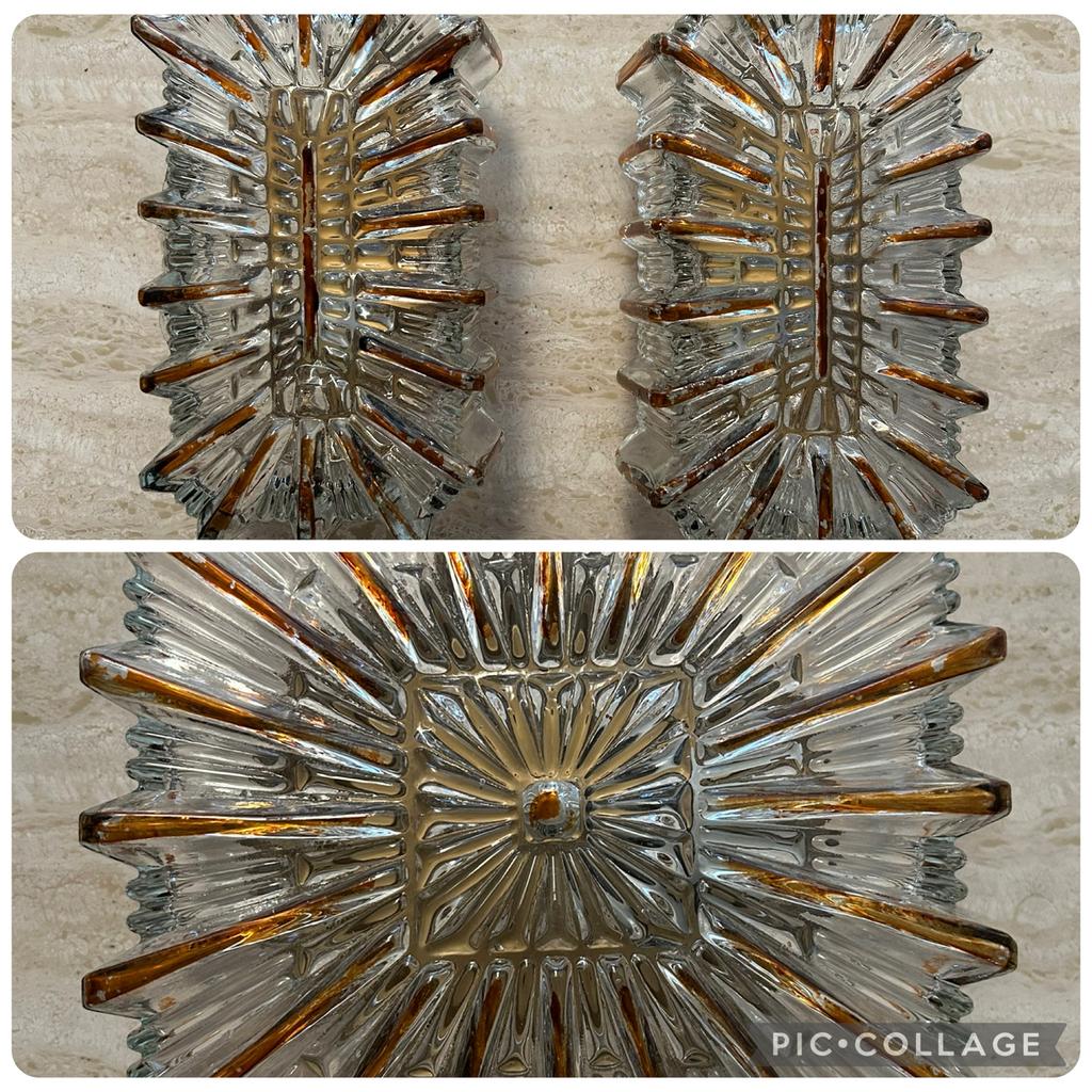 Vintage Glashütte Limburg lampen set Muranoglas jaren 60/70, Ophalen of Verzenden, Gebruikt, Glas