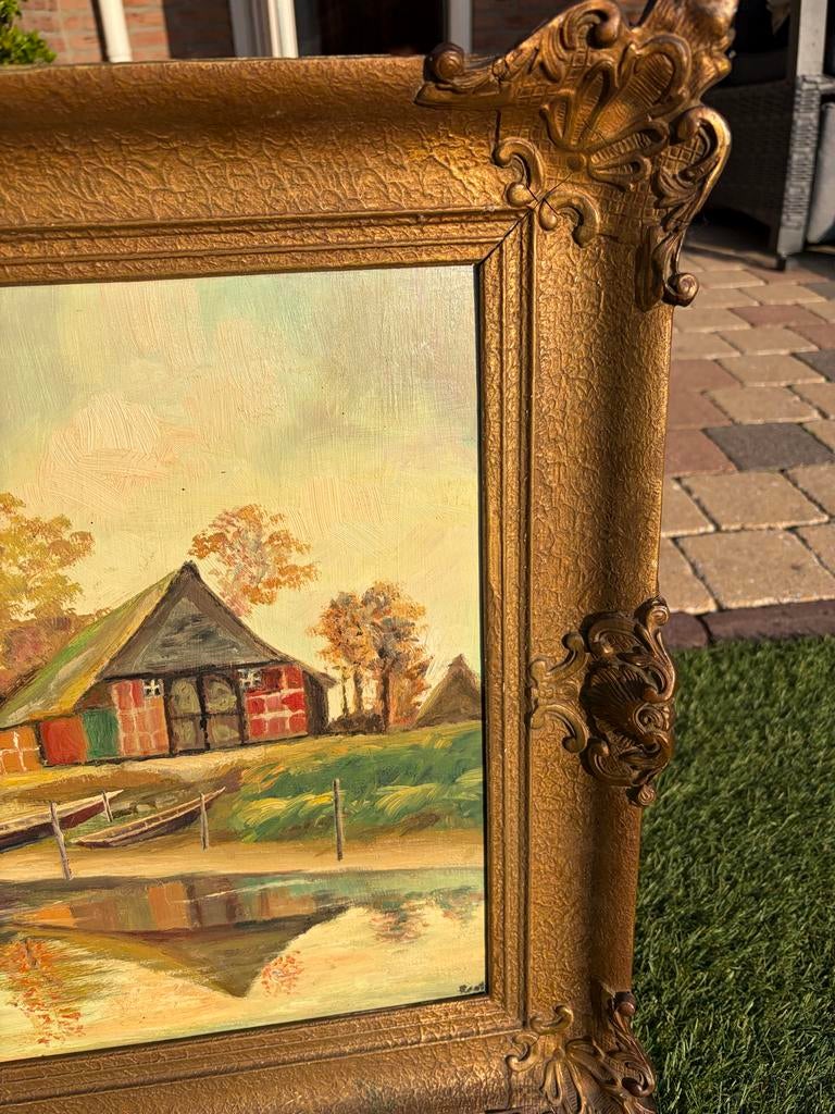 Schilderij met landschap en boerderij, Ophalen of Verzenden