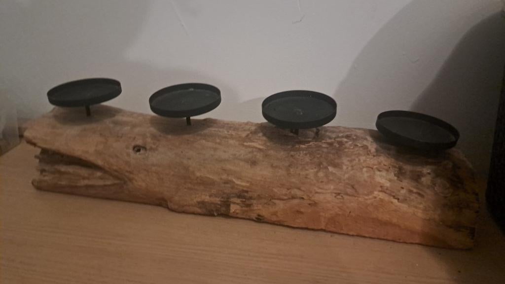 Teak kaarsenhouder, Ophalen of Verzenden, Hout, Minder dan 25 cm