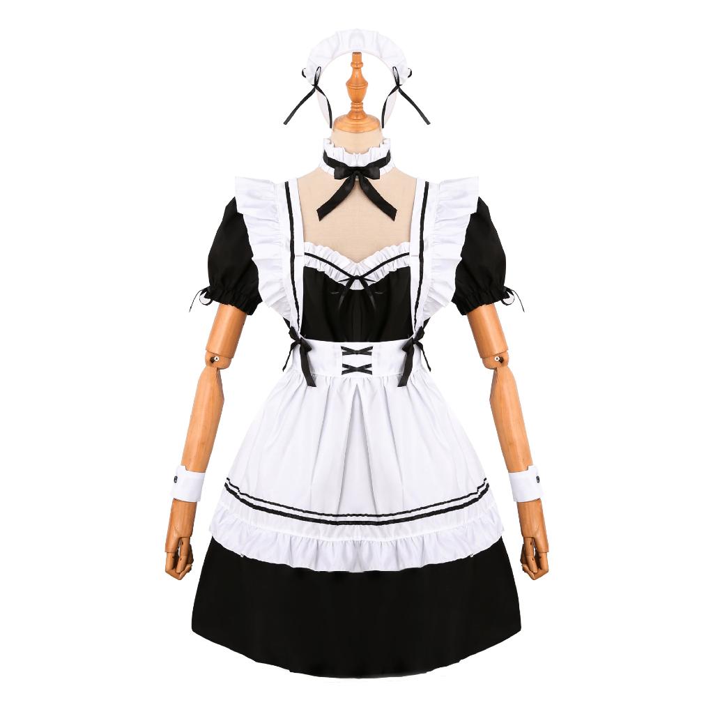 Zwart witte lolita jurk kostuum japans jurkje maid, Verzenden, Nieuw, Pak of Jurk