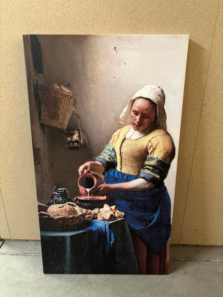 Canvas poster melkmeisje, Huis en Inrichting, Woonaccessoires | Schilderijen, Tekeningen en Foto's, Studio Larilo, Zo goed als nieuw