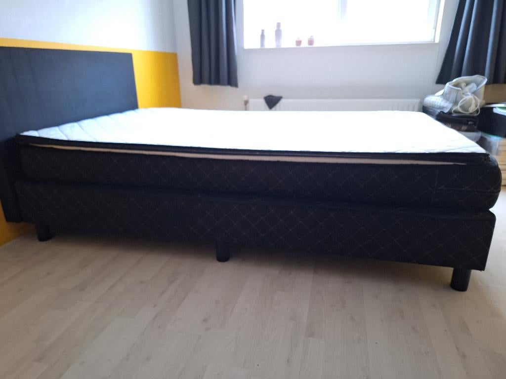 Boxspring 120 x 200, Ophalen, Gebruikt, Zwart, Twijfelaar