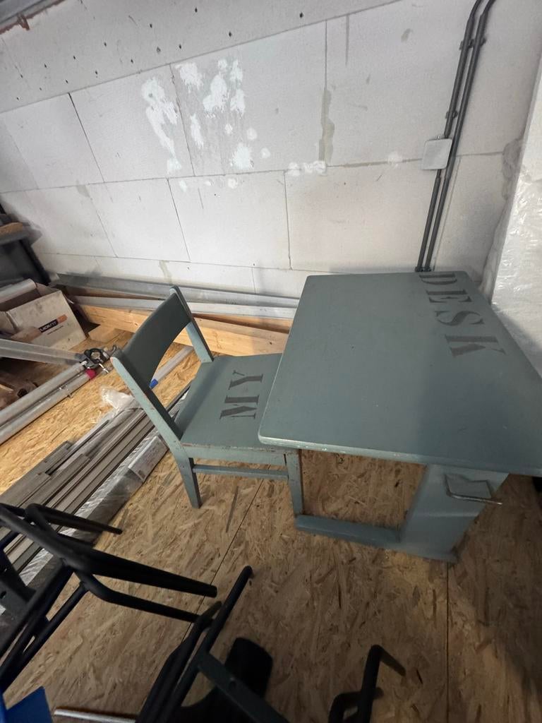 Vintage kinderbureau met stoel - 'MY DESK' set, Ophalen, Gebruikt, Hout, Kinderbureau