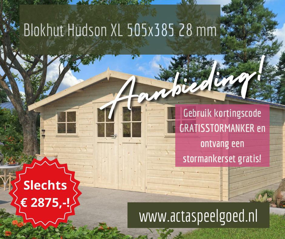 AANBIEDING Tuinhuis Blokhut Schuur Berging Hudson XL 505x385, Ophalen of Verzenden, Nieuw, Hout, Overige typen