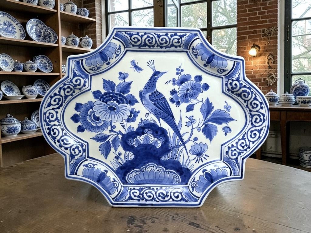 Delfts blauw wandbord met vogel – De Porceleyne Fles (1977), Antiek en Kunst, Ophalen of Verzenden