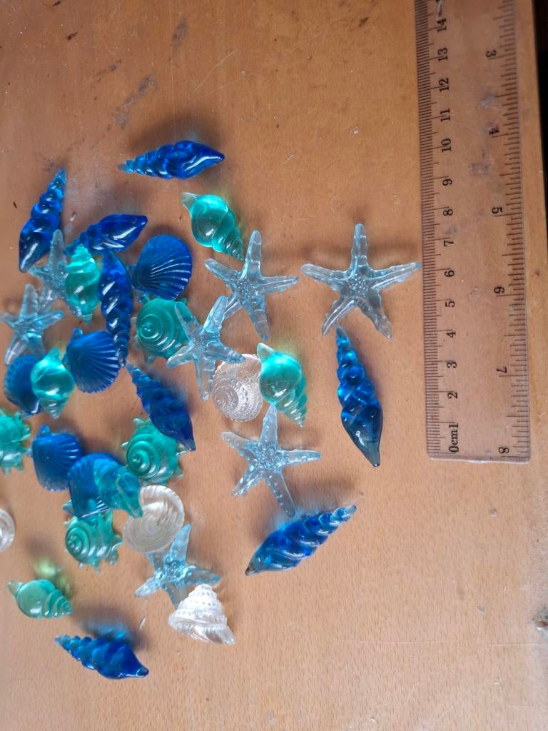 Decoratieve Schelpen en Zeesterren - Blauw/Transparant, Ophalen of Verzenden