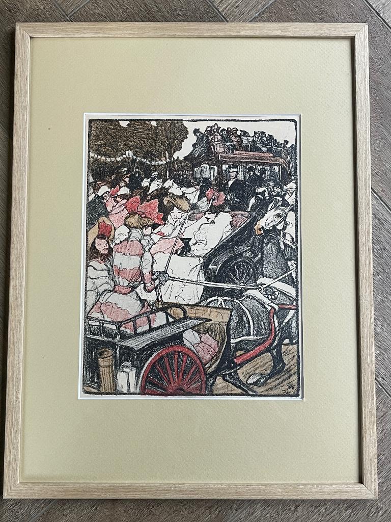 1900 Munzer 120 jaar  Parijs - Art Deco Vintage P0784-01, Antiek en Kunst, Kunst | Etsen en Gravures, Lithografie, 1900 - 1949