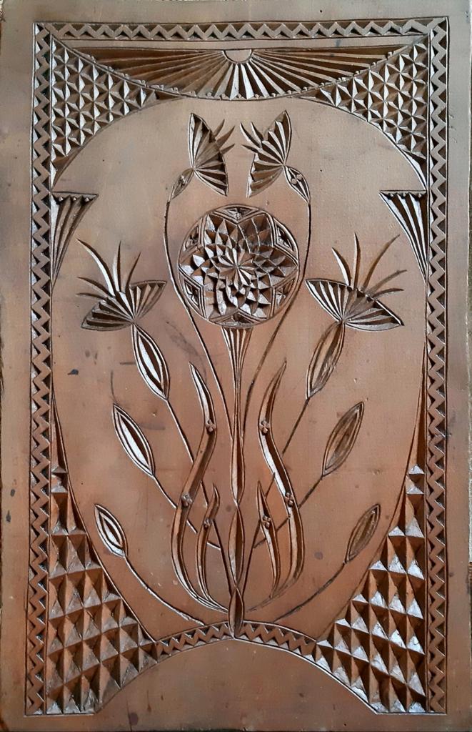 Jugendstil kerfsnede paneel, lindehout, Friesland, ca. 1900, Ophalen of Verzenden