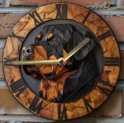 Vintage ronde wandklok van metaal - Rottweiler (20cm), Huis en Inrichting, Woonaccessoires | Klokken, Nieuw, Wandklok, Ophalen of Verzenden