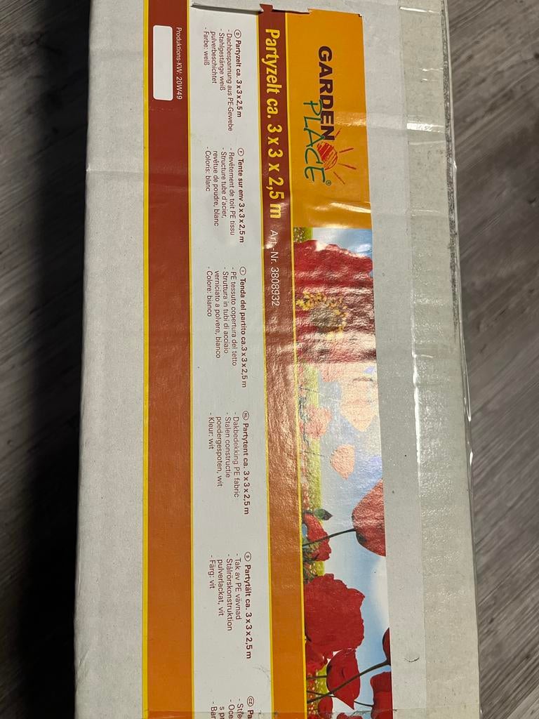 Nieuwe Garden Place Partytent 3x3x2.5m Wit, Tuin en Terras, Partytenten, Partytent, Minder dan 4 meter, Nieuw, 2 meter of meer