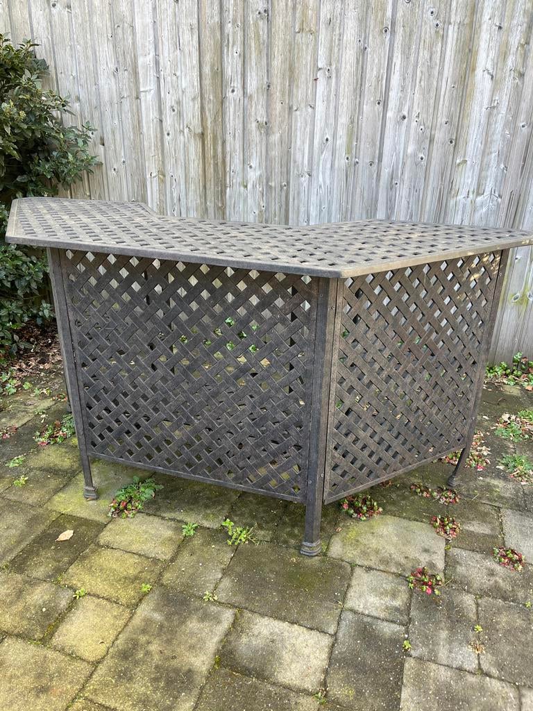 Metalen buitenbar met opbergruimte, Tuin en Terras, Ophalen, Gebruikt, Rechthoekig, Metaal