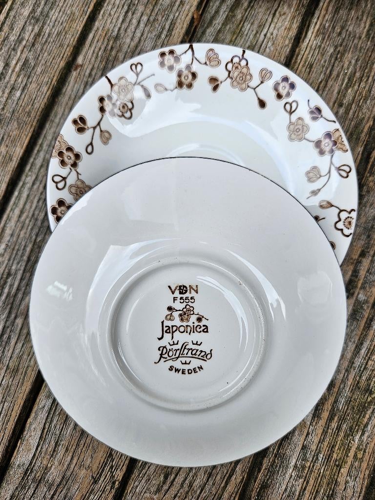 Vintage Rorstrand Sweden Japonica Theeservies  bruin kersen, Antiek en Kunst, Antiek | Servies compleet, Ophalen of Verzenden