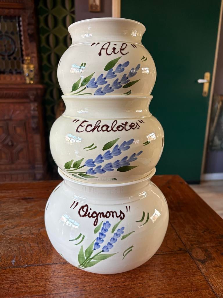 Handgemaakte knoflook, uien en sjalotten pot, Ophalen of Verzenden, Gebruikt