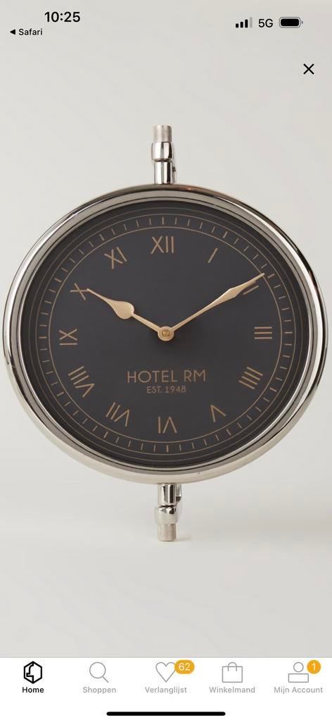 Riviera maison hotel klok, Huis en Inrichting, Woonaccessoires | Klokken, Ophalen of Verzenden, Zo goed als nieuw, Wandklok