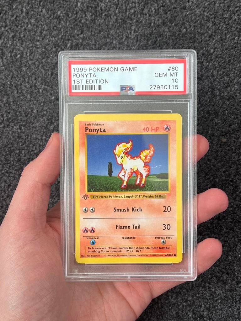 Pokémon PSA 10 1st edition Ponyta #60 Base set (1), Ophalen of Verzenden, Zo goed als nieuw, Losse kaart, Foil