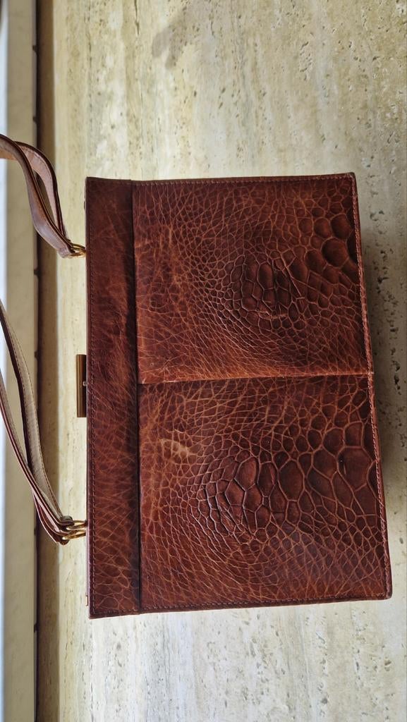 Chique Slangenleer vintage damestas, Ophalen of Verzenden, Bruin, Handtas