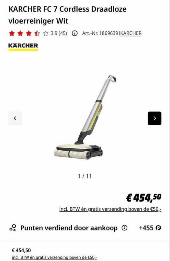 Karcher Cordless Draadloze Vloerreiniger Wit, Witgoed en Apparatuur, Stofzuigers, Ophalen of Verzenden, Gebruikt, Reservoir, Overige typen