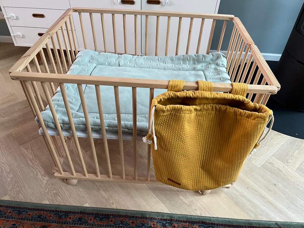 Inklapbare baby box Tigre 100x74 met boxkleed en opbergzak, Kinderen en Baby's, Boxen, Ophalen, Gebruikt, Rechthoekig, Boxkleed