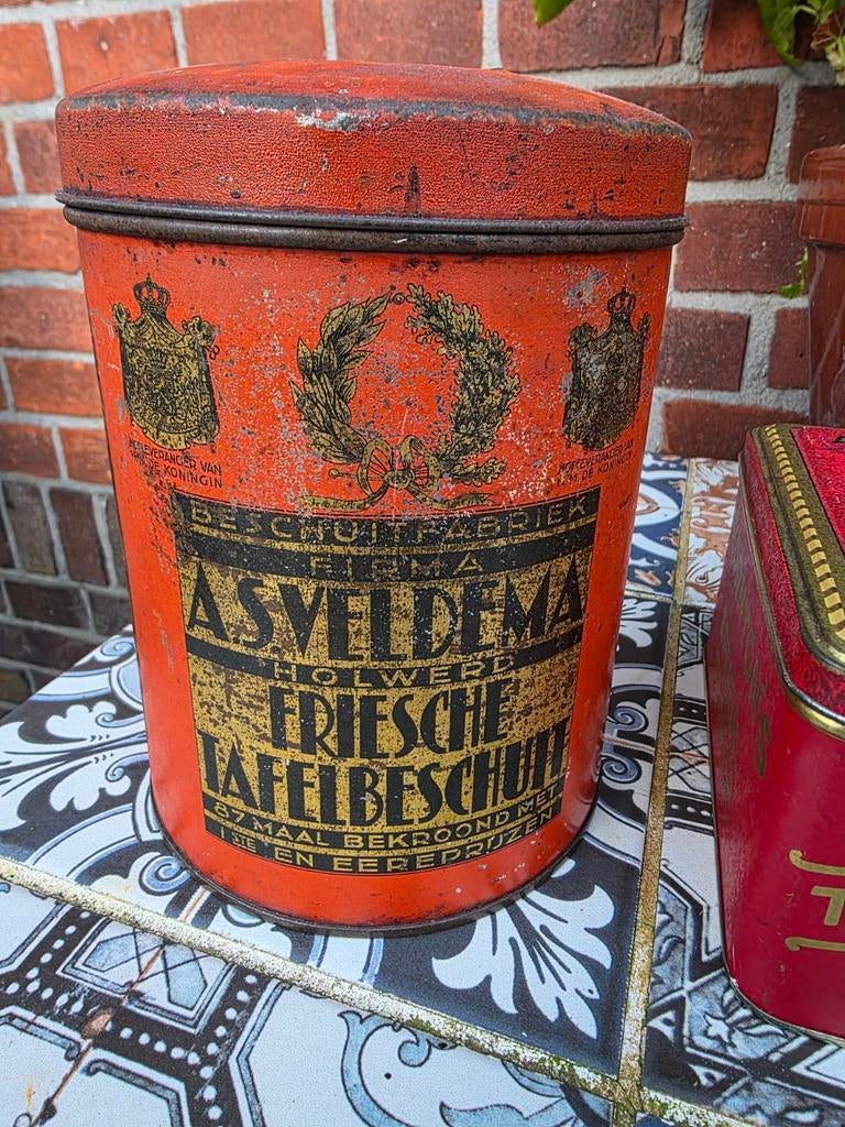 Set van 3 Vintage Blikken: Beschuit, Toffee, Café Scène, Ophalen of Verzenden, Gebruikt, Overige, Overige merken