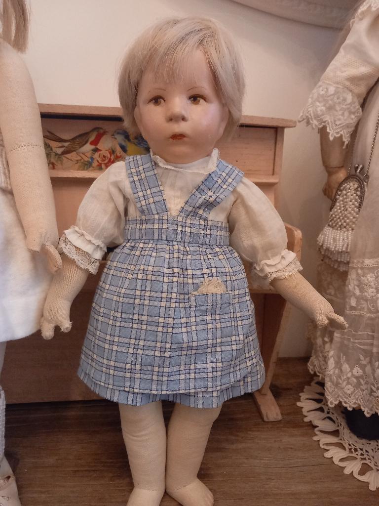 Vintage poppen kleertjes 3 delig. jaren 50, Ophalen, Zo goed als nieuw, Kleertjes